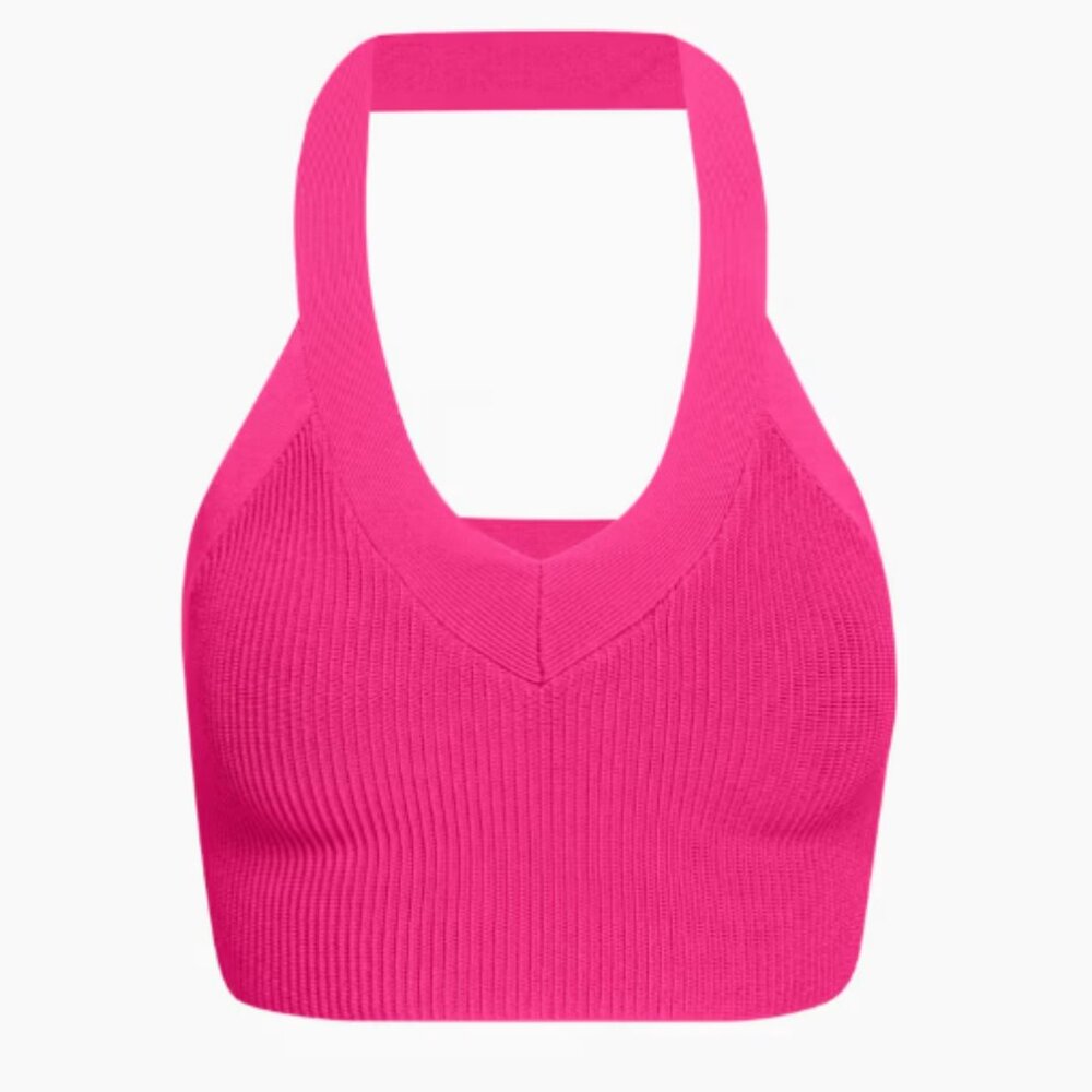 Aritzia Babaton Griffith Sculpt Knit Halter Top in Pink